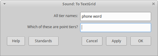 Creating a TextGrid with two interval tiers